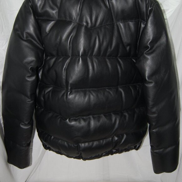 M🔥$4000 AMI Alexandre Mattiussi Paris Men's Black Real Leather Puffer Jacket - Picture 6 of 14